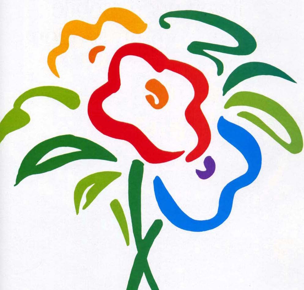 logo of the 1988 Glasgow Garden Festival coloured flowers